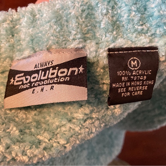 Evolution Turquoise Brown Color Block Chenille Sweater M - Picture 3 of 3